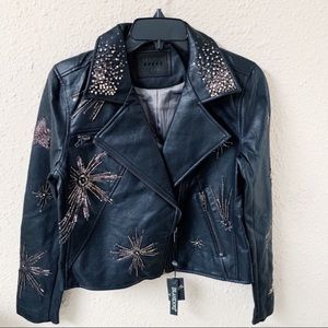 Blank nyc Embellished faux Leather jacket